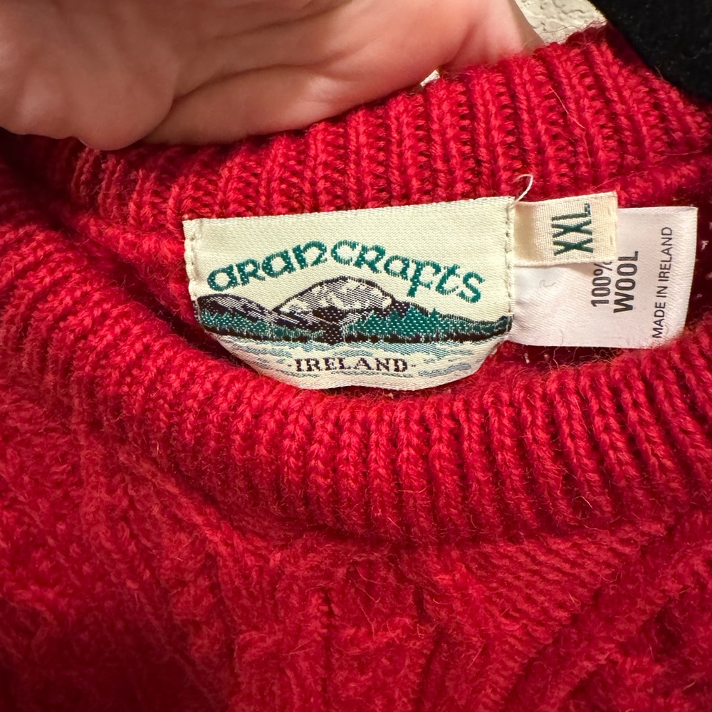 Aran Crafts Vibrant Red Crewneck Sweater - Picture 3 of 14